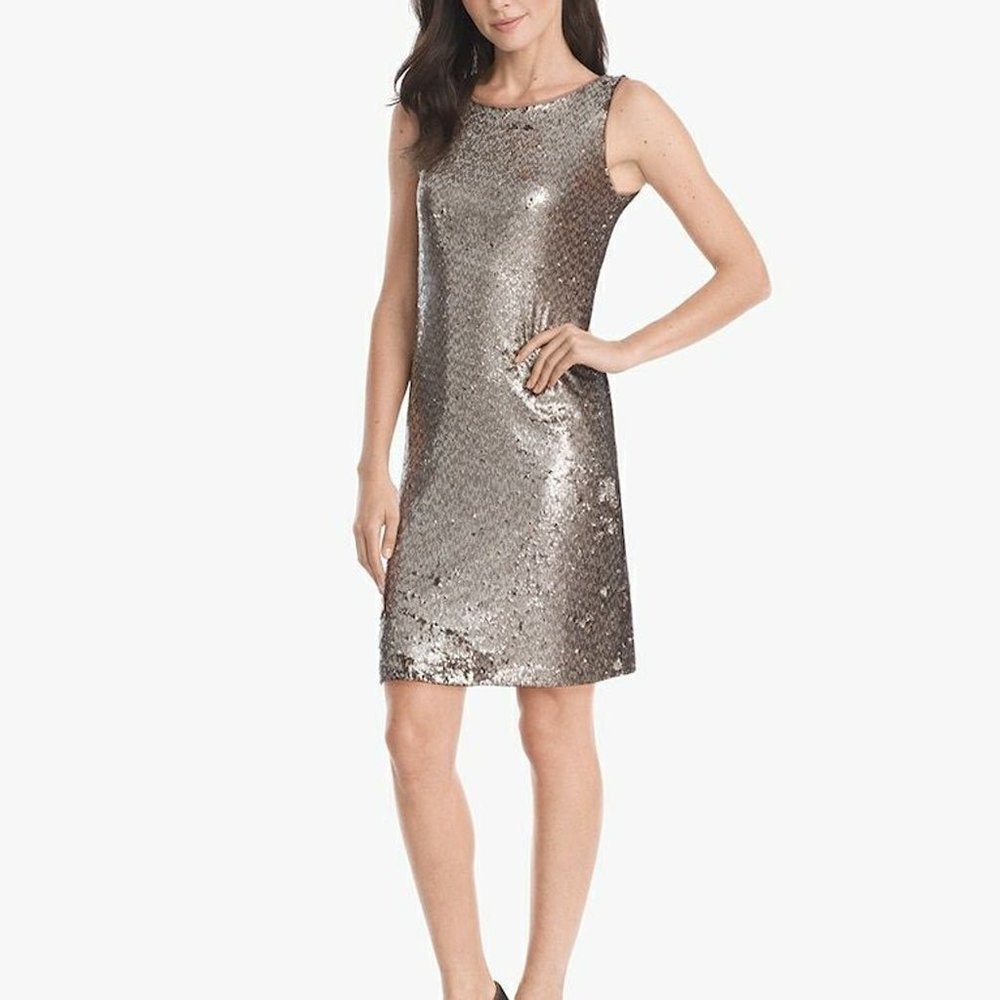 NWT White House | Black Market Sleeveless Sequin Shift Dress in size Small